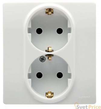 Розетка 2X2К+З Legrand Etika 16A 250V с/з винтовой зажим немецкий стандарт белый 672223