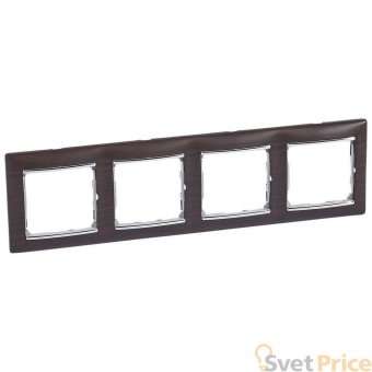 Рамка 4-постовая Legrand Valena темное дерево/серебряный штрих 770374