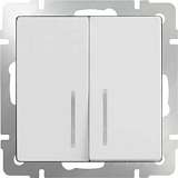 Выключатель двухклавишный с подсветкой белый WL01-SW-2G-LED 4690389059193