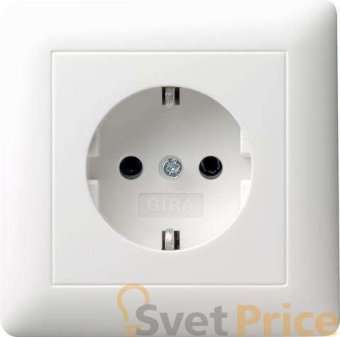 Розетка Gira Standard 55 Schuko с/з 16A 250V безвинтовой зажим чисто-белый глянцевый 044003
