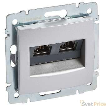 Розетка компьютерная 2хRJ45 Legrand Valena STP10 GIGA алюминий 770273