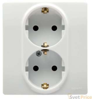 Розетка 2X2К+З Legrand Etika 16A 250V с/з со шторками безвинтовой зажим немецкий стандарт белый 672233