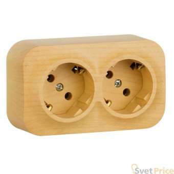 Розетка 2х2К+З Legrand Quteo 16A 250V с/з дерево 782273