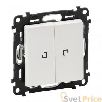 Переключатель двухклавишный Legrand Valena Life 10А 250В с подсветкой белый 752409