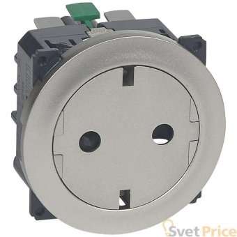 Розетка 2К+З Legrand Celiane 16A 230V с/з со шторками безвинтовой зажим немецкий стандарт титановая 067167