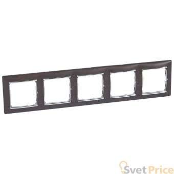 Рамка 5-постовая Legrand Valena темное дерево/серебряный штрих 770375