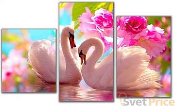 Мини модульная картина Лебеди в цветах Toplight 55х94см TL-MM1003
