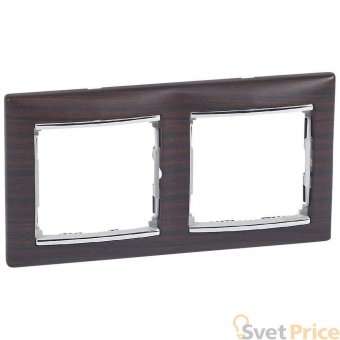 Рамка 2-постовая Legrand Valena темное дерево/серебряный штрих 770372