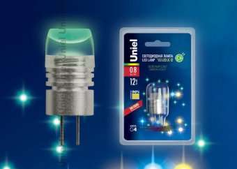 Лампа светодиодная (05858) Uniel G4 0,8W прозрачная LED-JC-12/0,8W/GREEN/G4