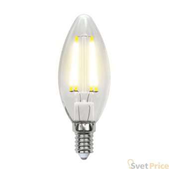 Лампа светодиодная филаментная (UL-00002196) Uniel E14 6W 3000K прозрачная LED-C35-6W/WW/E14/CL GLA01TR