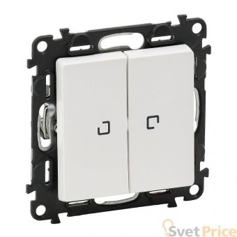 Выключатель двухклавишный Legrand Valena Life 10A 250V с подсветкой белый 752428
