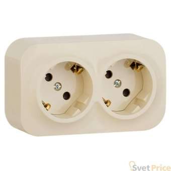 Розетка 2х2К+З Legrand Quteo 16A 250V с/з со шторками слоновая кость 782253