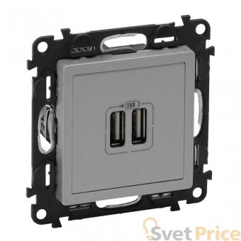 Розетка USB двойная Legrand Valena Life 240V/5V 1500mA алюминий 753612