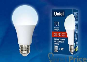 Лампа светодиодная (UL-00002382) E27 10W 4000K груша матовая LED-A60-10W/NW/E27/FR/24-48V