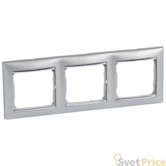 Рамка 3-постовая Legrand Valena алюминий/серебряный штрих 770353