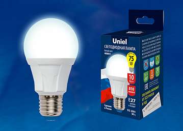 Лампа светодиодная (UL-00002004) E27 10W 6500K груша матовая LED-A60 10W/DW/E27/FR PLP01WH