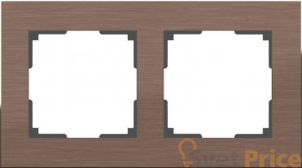 Рамка Aluminium на 2 поста алюминий коричневый WL11-Frame-02 4690389073694