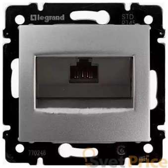 Розетка компьютерная RJ45 Legrand Valena 6 кат UTP с захватами алюминий 770246