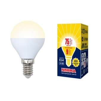 Лампа светодиодная (UL-00003826) E14 9W 3000K матовая LED-G45-9W/WW/E14/FR/NR