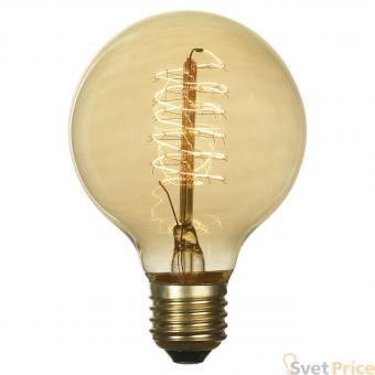 Лампа накаливания Е27 60W 2700K шар прозрачная GF-E-7125