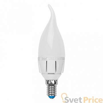 Лампа светодиодная (UL-00000727) E14 6W 4500K свеча на на ветру LED-CW37-6W/NW/E14/FR/DIM PLP01WH