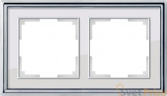 Рамка Palacio на 2 поста хром/белый WL17-Frame-02 4690389108105