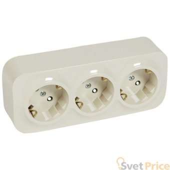 Розетка 3х2К+З Legrand Quteo 16A 250V с/з со шторками слоновая кость 782248