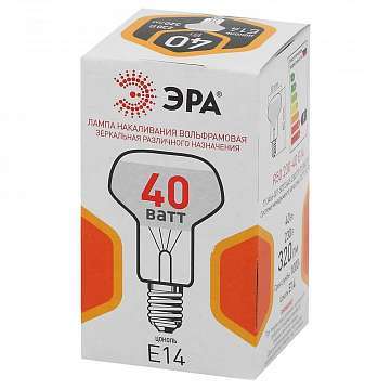 Лампа накаливания ЭРА E14 40W 2700K зеркальная R50 40-230-E14-CL