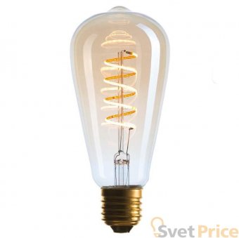 Лампа светодиодная филаментная диммируемая E27 4W 2200K золотая 056-977