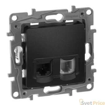 Розетка комбинированная RJ11+RJ45 Legrand Etika 5 кат UTP антрацит 672652