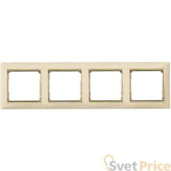 Рамка 4-постовая Legrand Valena слоновая кость/золотой штрих 774154