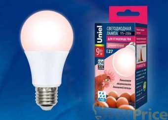 Лампа светодиодная диммируемая для птиц Uniel E27 9W LED-A60-9W/SCEP/E27/FR/DIM IP65 PLO65WH