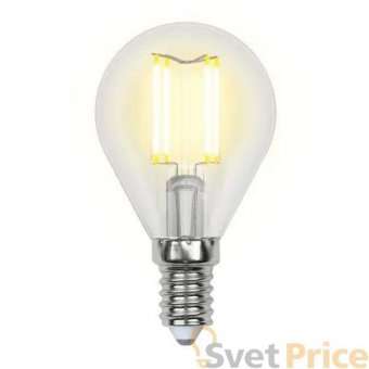 Лампа светодиодная филаментная (UL-00003250) Uniel E14 7,5W 3000K прозрачная LED-G45-7,5W/WW/E14/CL GLA01TR