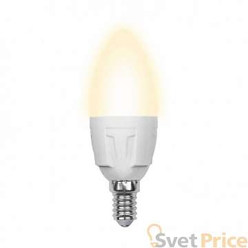 Лампа светодиодная (10214) E14 6W 3000K свеча матовая LED-C37-6W/WW/E14/FR/O