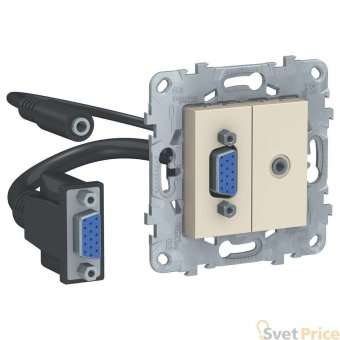Розетка компьютерная VGA+Minijack Schneider Electric Unica New NU593244