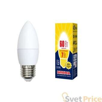 Лампа светодиодная (UL-00003799) E27 7W 3000K матовая LED-C37-7W/WW/E27/FR/NR