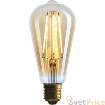 Лампа светодиодная филаментная диммируемая E27 4W 2200K золотая 057-080