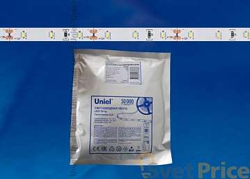 Светодиодная лента Uniel (11051) 5M белый 30W ULS-3014-60LED/m-6mm-IP20-DC12V-6W/m-5M-DW