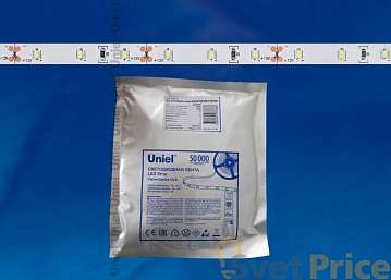 Светодиодная лента Uniel (11051) 5M белый 30W ULS-3014-60LED/m-6mm-IP20-DC12V-6W/m-5M-DW