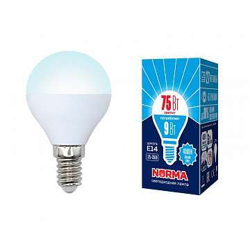 Лампа светодиодная (UL-00003825) E14 9W 4000K матовая LED-G45-9W/NW/E14/FR/NR