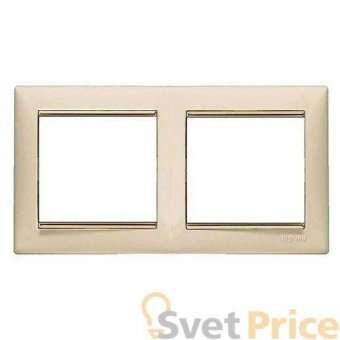 Рамка 2-постовая Legrand Valena слоновая кость/золотой штрих 774152