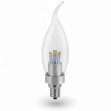 Лампа светодиодная диммируемая E14 4W 3000K свеча на ветру прозрачная CRL-CA37-4W-E14-CL/WW-DIM 4002