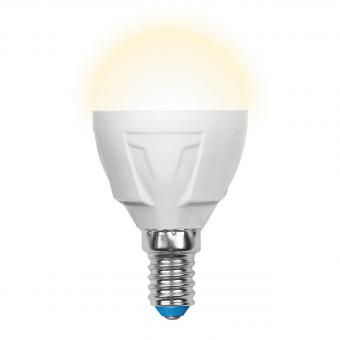 Лампа светодиодная (UL-00000694) E14 6W 3000K шар матовый LED-G45-6W/WW/E14/FR/DIM PLP01WH
