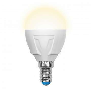 Лампа светодиодная (UL-00000694) E14 6W 3000K шар матовый LED-G45-6W/WW/E14/FR/DIM PLP01WH