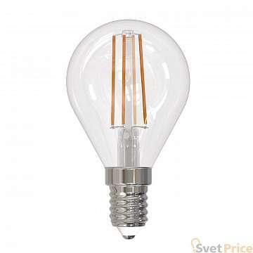 Лампа светодиодная филаментная (UL-00005173) Uniel E14 9W 4000K прозрачная LED-G45-9W/4000K/E14/CL PLS02WH