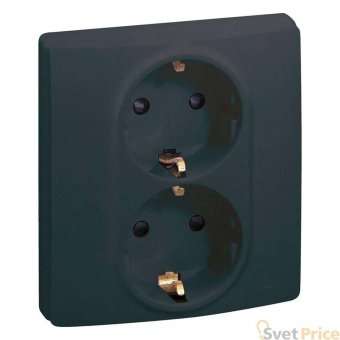 Розетка 2X2К+З Legrand Etika 16A 250V с/з винтовой зажим немецкий стандарт антрацит 672623