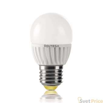 Лампа светодиодная Voltega E27 6W 2800К шар матовый VG1-G2E27warm6W-C 5723