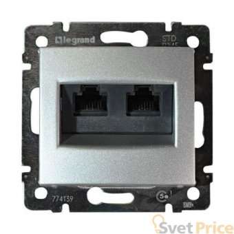 Розетка компьютерная 2хRJ45 Legrand Valena 5e кат UTP на винтах алюминий 770239