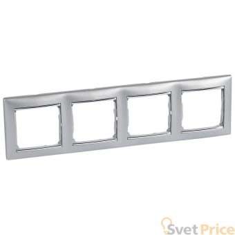 Рамка 4-постовая Legrand Valena алюминий/серебряный штрих 770354