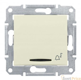 Выключатель кнопочный с синей подсветкой Звонок Schneider Electric Sedna 10A 250V SDN1600447